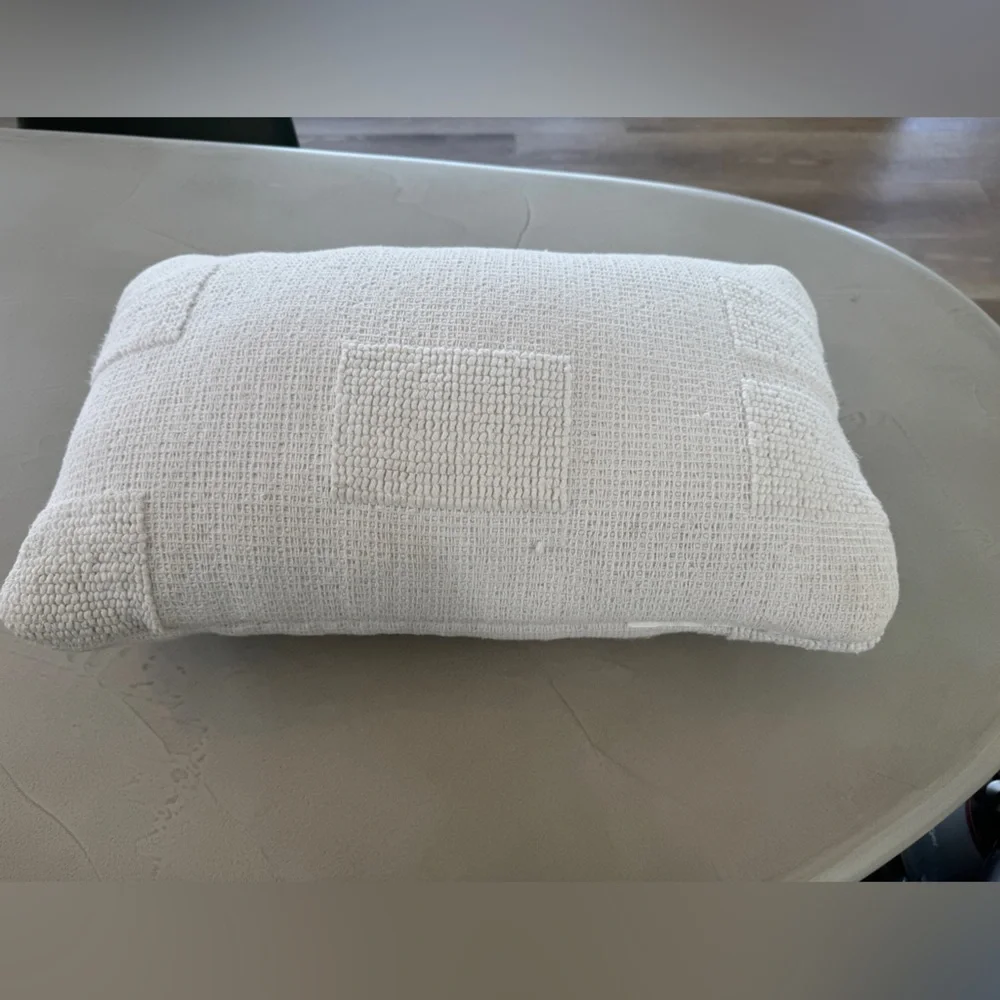 West Elm Tufted Grid Indoor/Outdoor Pillow, White, 12